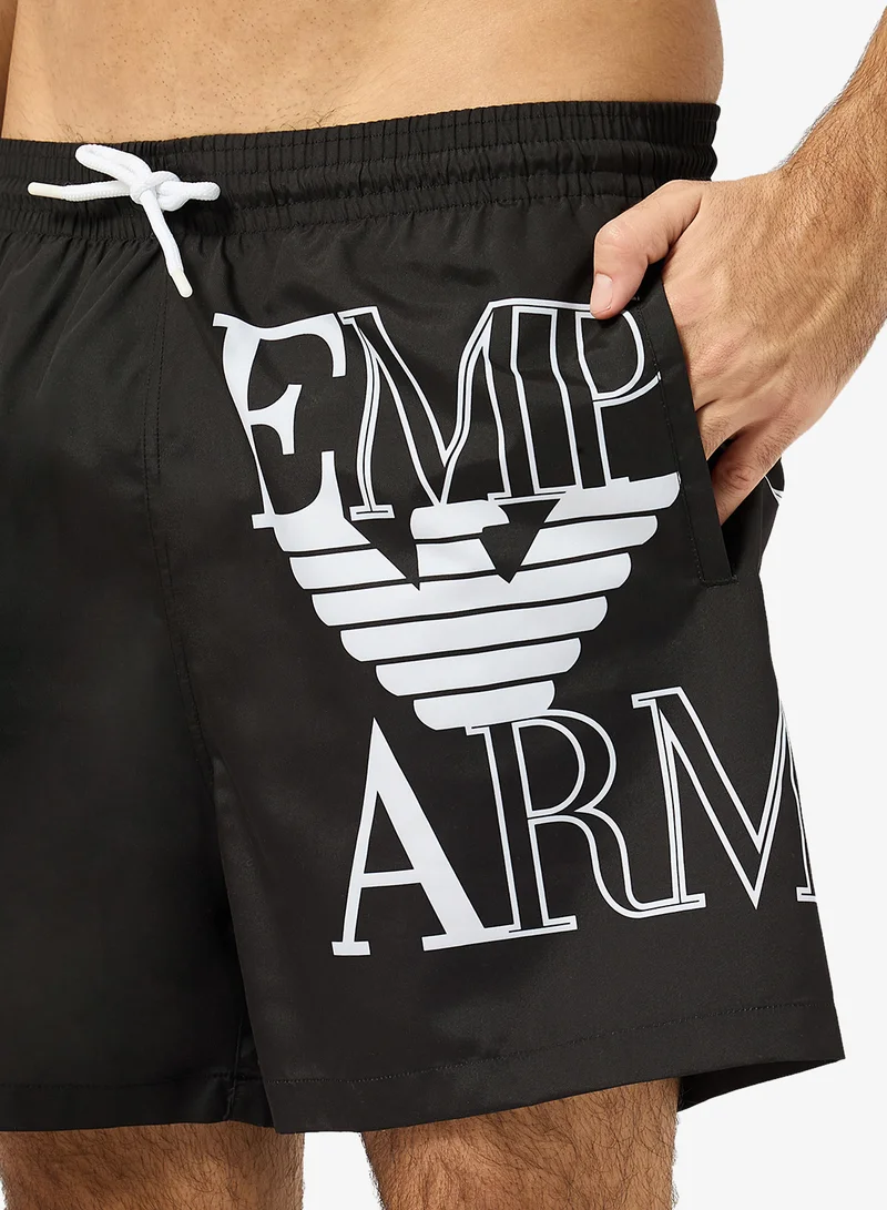 EMPORIO ARMANI  Logo Drawstring Swim Shorts for Men | Best Price UAE